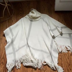 White and grey oversized poncho